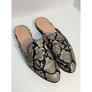 J. Crew Snake Print Leather Loafer Mule Size 9.5 Slip On Pointed Toe Preppy Work